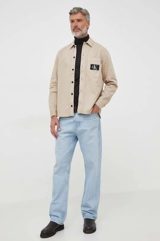 Τζιν πουκάμισο Calvin Klein Jeans μπεζ