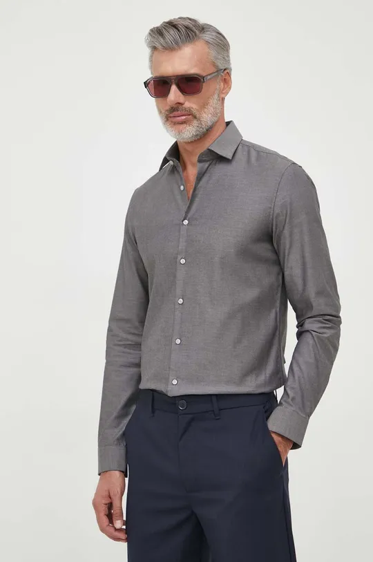 Βαμβακερό πουκάμισο Calvin Klein γκρί