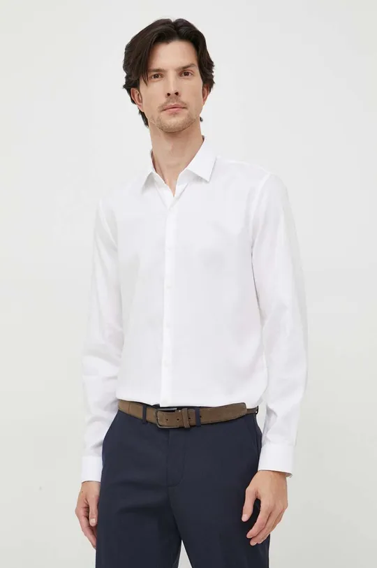 bijela Pamučna košulja Calvin Klein Muški