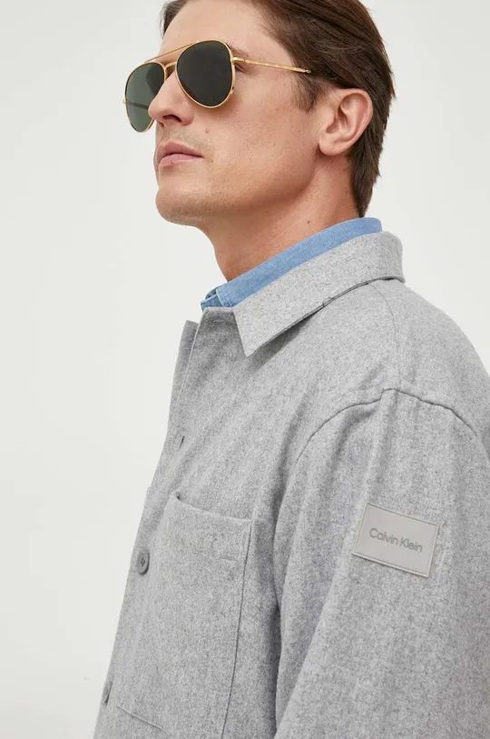 sivá Vlnená košeľa Calvin Klein Pánsky