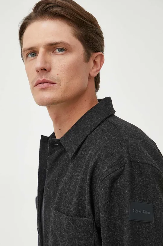 čierna Vlnená košeľa Calvin Klein
