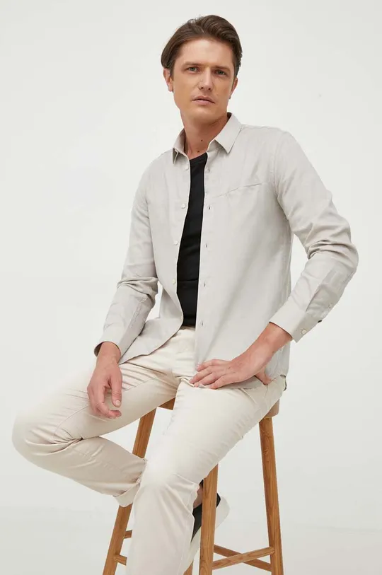 sivá Bavlnená košeľa Calvin Klein Pánsky