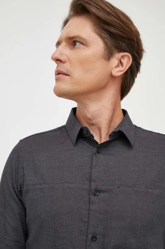 siva Bombažna srajca Calvin Klein