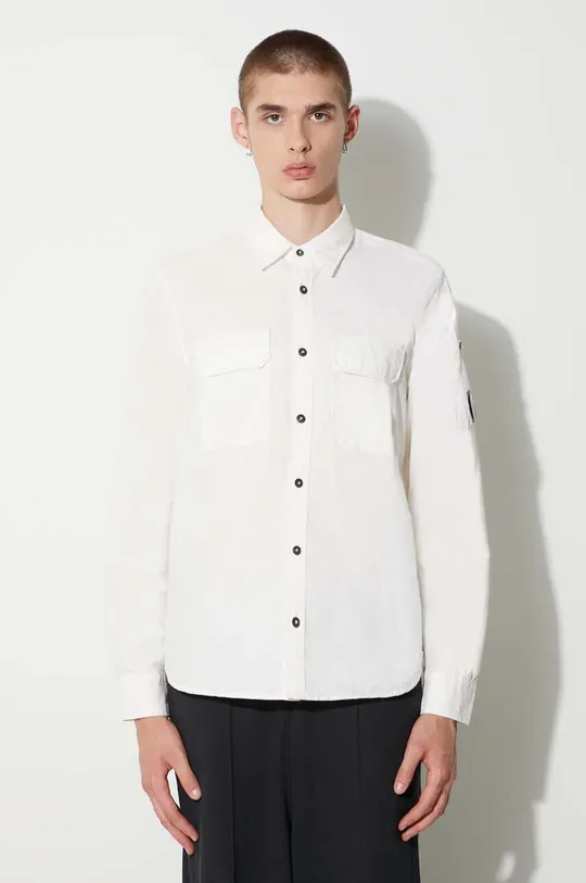 white C.P. Company shirt LONG SLEEVE GABARDINE BUTTONED SHIRT Men’s