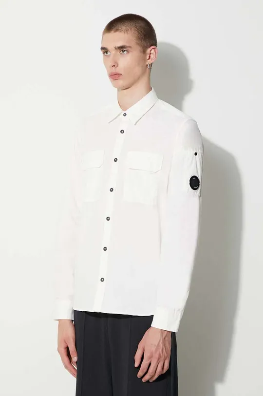white C.P. Company shirt LONG SLEEVE GABARDINE BUTTONED SHIRT