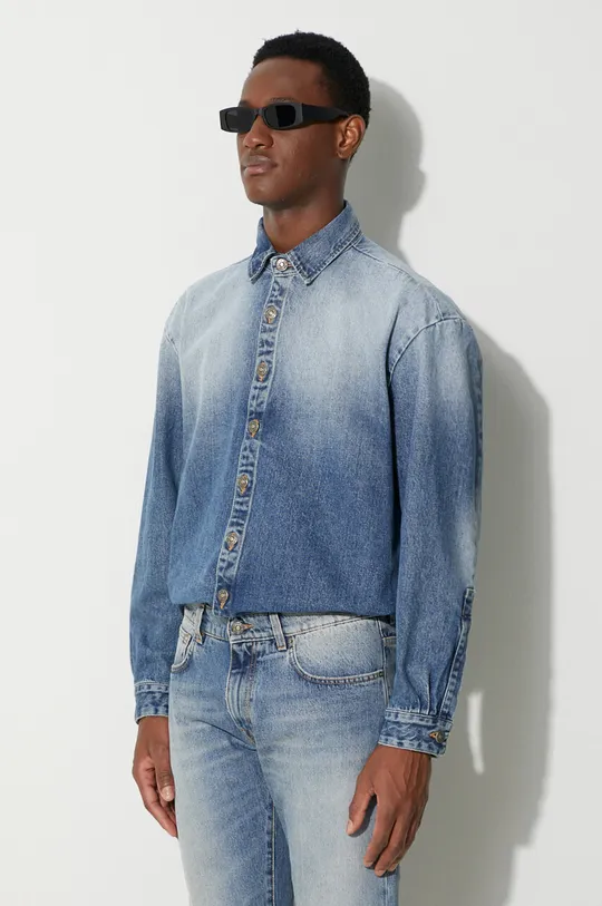 blu 424 camicia di jeans