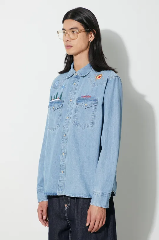 голубой Джинсовая рубашка Corridor Mountain Embroidery Western