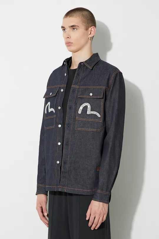 granatowy Evisu koszula jeansowa Cloud Element Seagull