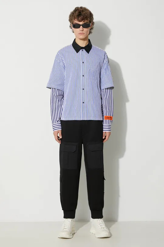 Heron Preston cotton shirt Doublesleeves Stripes Shirt blue