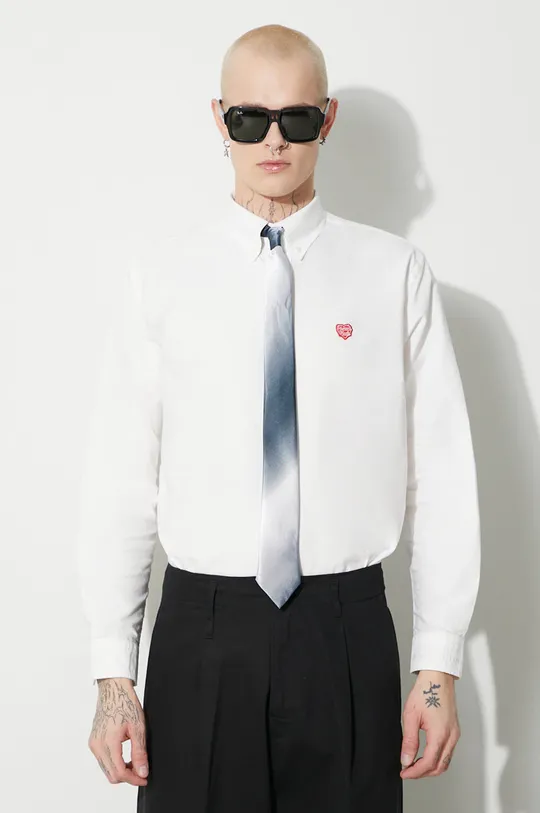 alb Human Made cămașă din bumbac Oxford B.D De bărbați