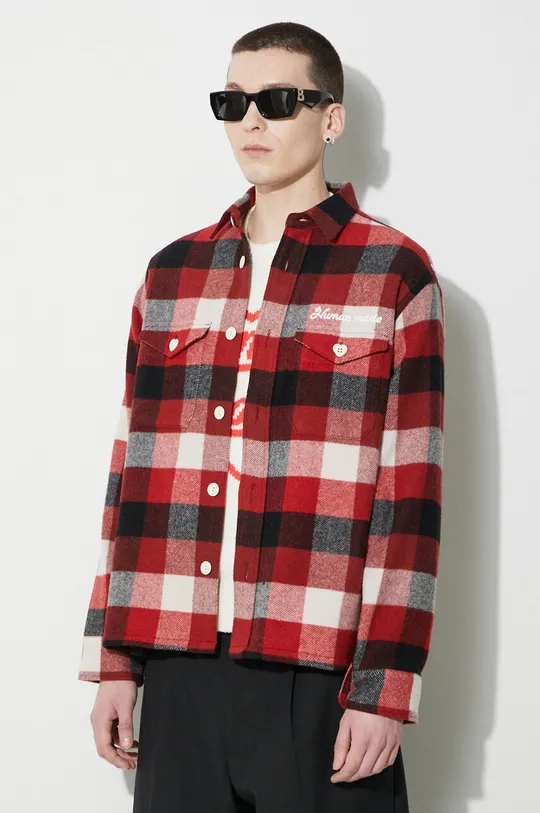 rosso Human Made camicia in lana Wool Beaverblock Check