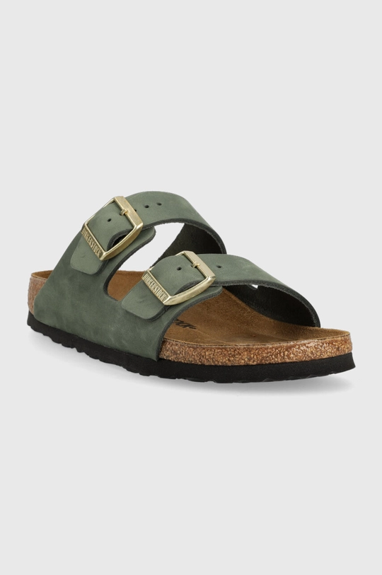 Birkenstock klapki skórzane Arizona zielony