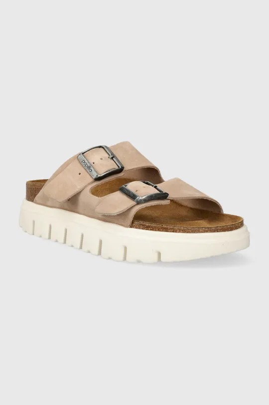 Замшеві шльопанці Birkenstock BIRKENSTOCK X PAPILLIO Arizona Chunky бежевий