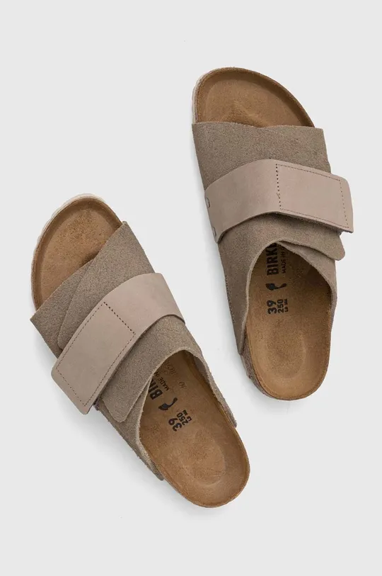 Birkenstock klapki zamszowe Kyoto Cholewka: Skóra zamszowa, Wnętrze: Skóra zamszowa, Podeszwa: Materiał syntetyczny