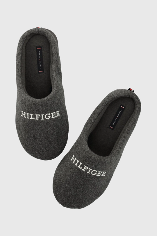 szary Tommy Hilfiger kapcie HILFIGER WARM FELT HOMESLIPPER Męski