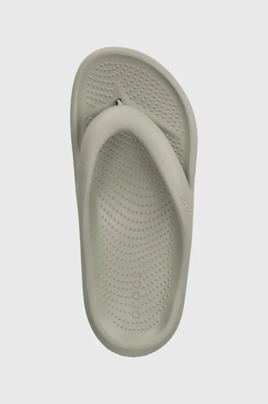 gray Crocs flip flops