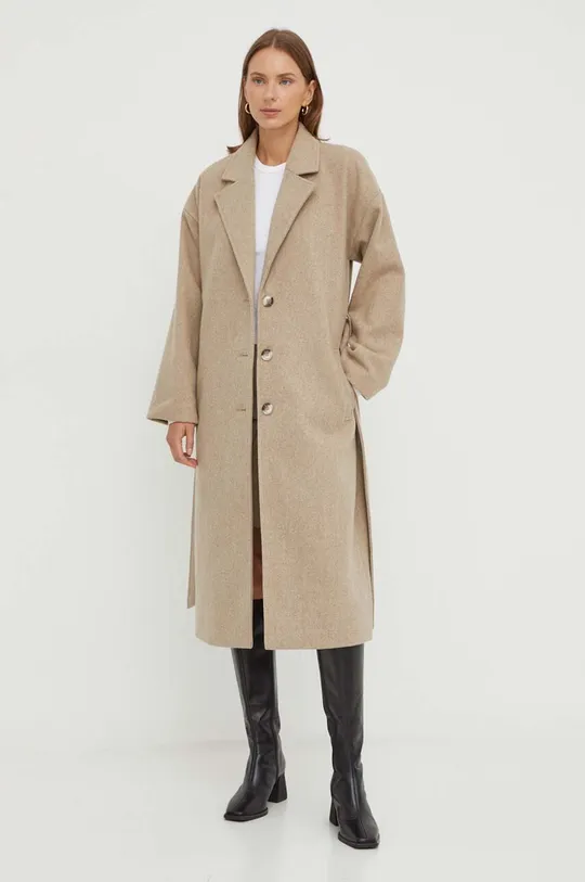 beige Bruuns Bazaar cappotto con aggiunta di lana