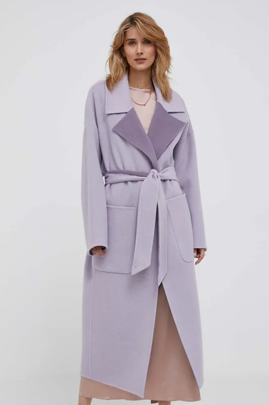 μωβ Μάλλινο παλτό διπλής όψης Calvin Klein Γυναικεία