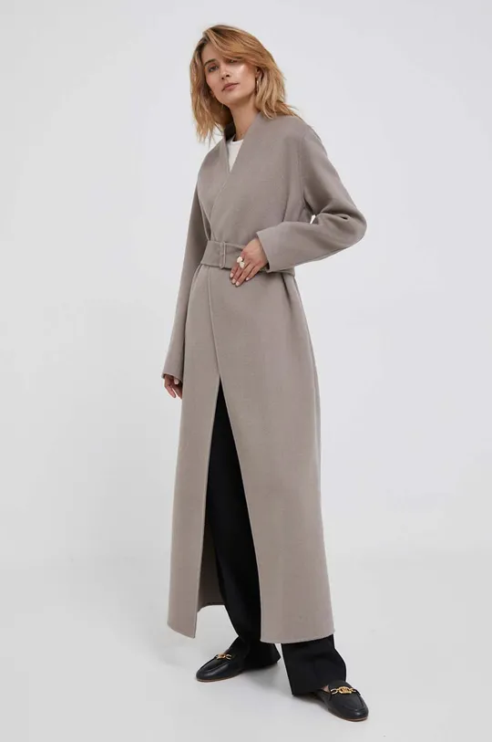 béžová Vlnený kabát Calvin Klein Dámsky