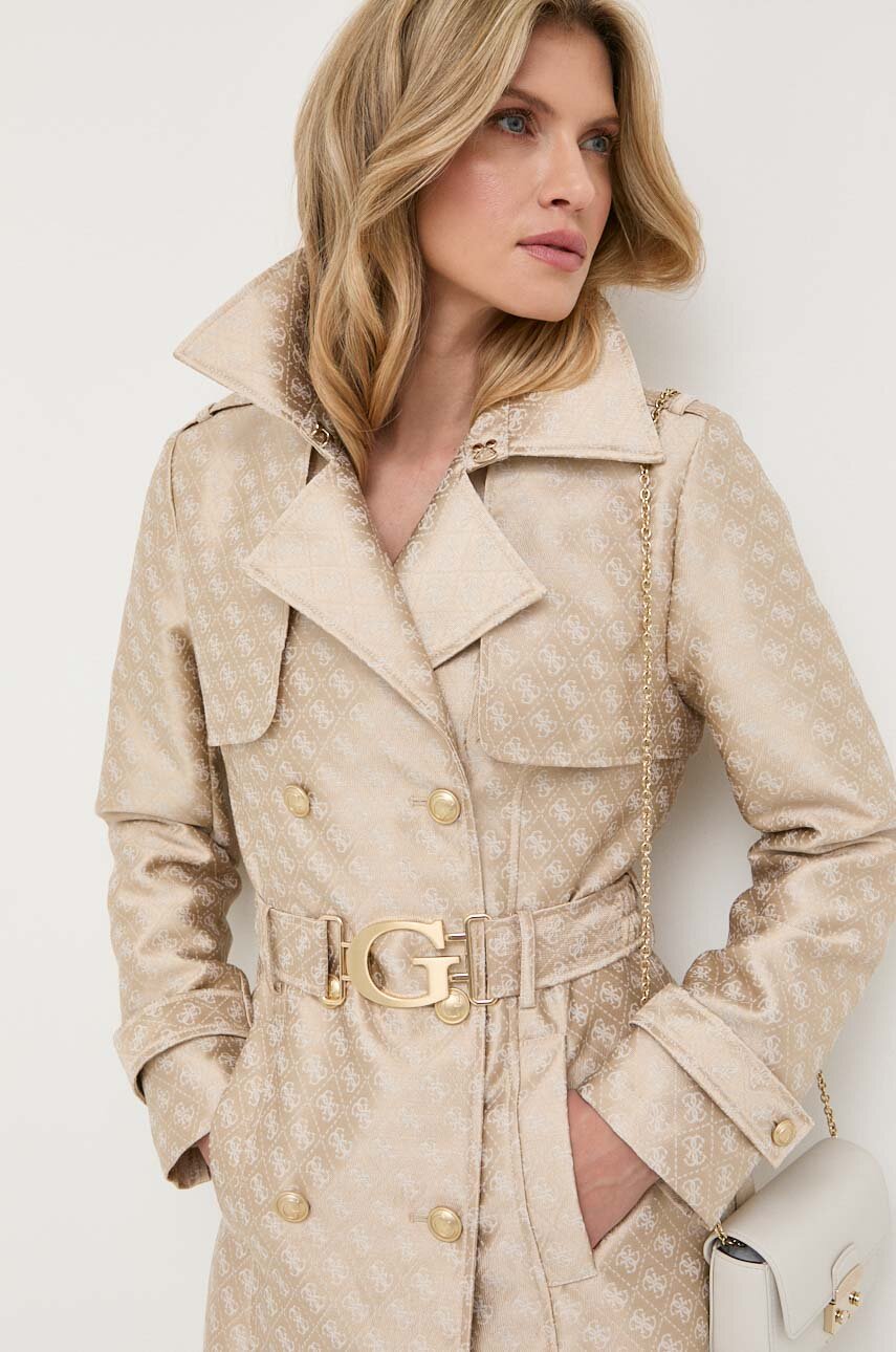 Παλτό Guess χρώμα: μπεζ | ANSWEAR.gr