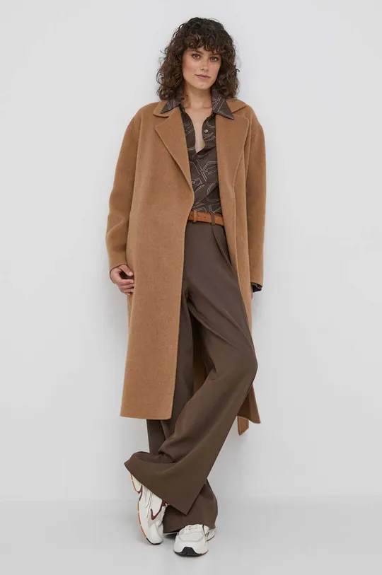 Μάλλινο παλτό Polo Ralph Lauren μπεζ