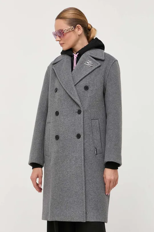 sivá Vlnený kabát Karl Lagerfeld