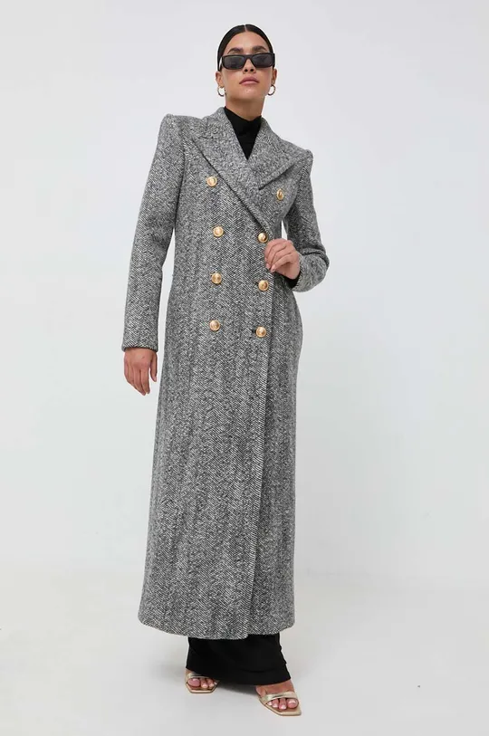 Vlnený kabát Elisabetta Franchi čierna