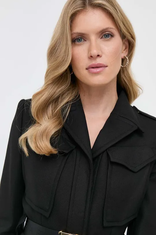 Elisabetta Franchi płaszcz damski kolor czarny przejściowy | Answear.com