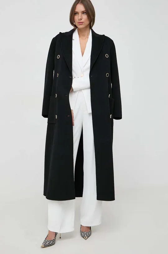 Вовняне пальто Elisabetta Franchi чорний