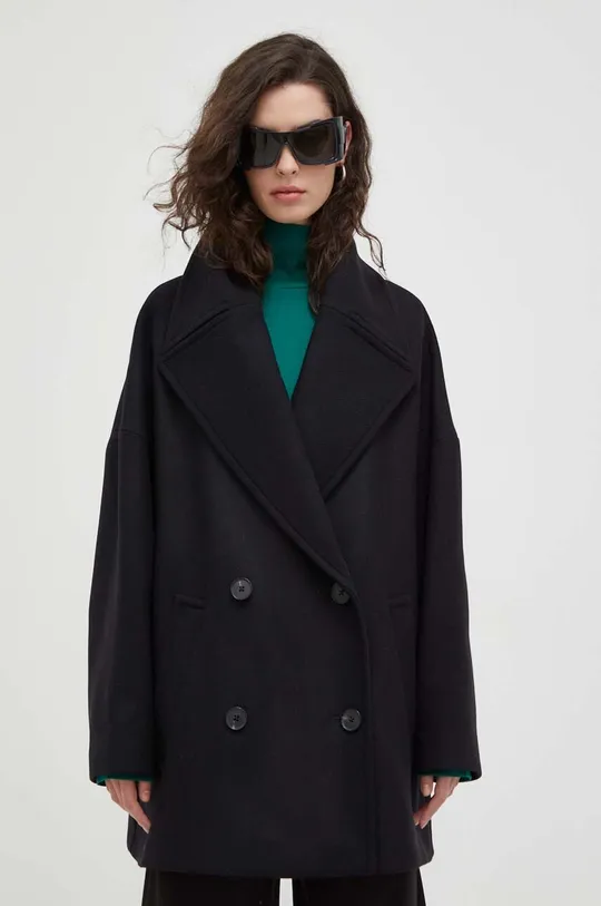 μαύρο Μάλλινο παλτό Drykorn