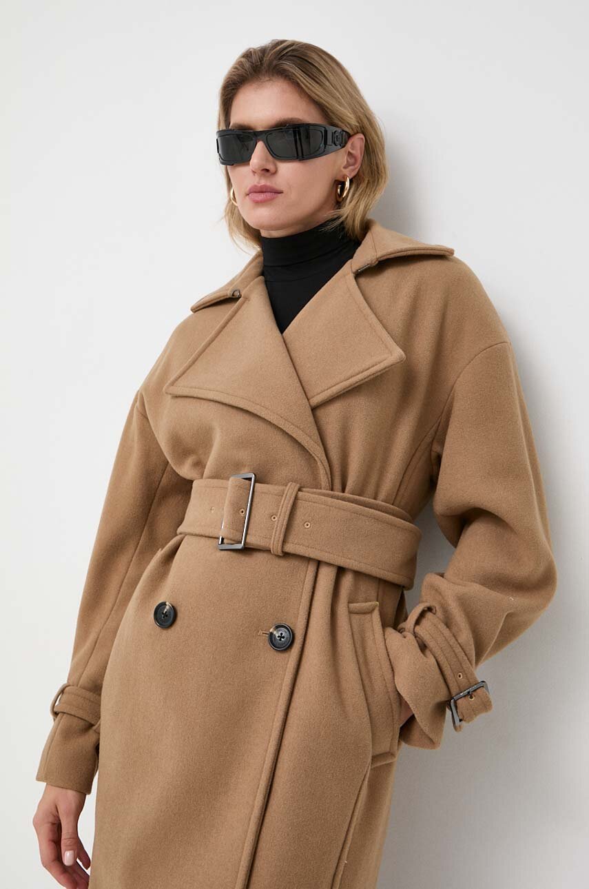 MICHAEL Michael Kors płaszcz wełniany kolor brązowy przejściowy ...