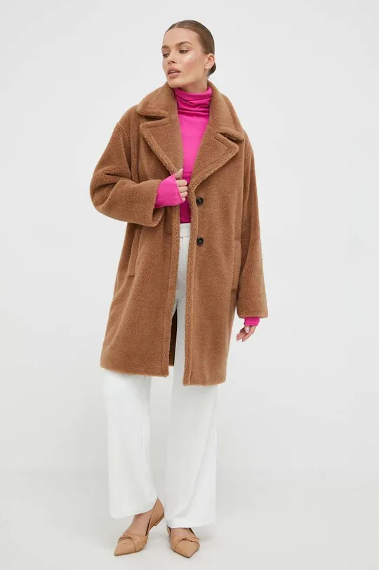 Пальто с примесью шерсти Marella коричневый