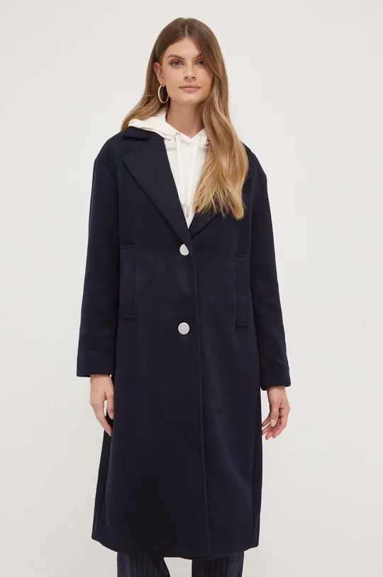 Вовняне пальто Armani Exchange темно-синій