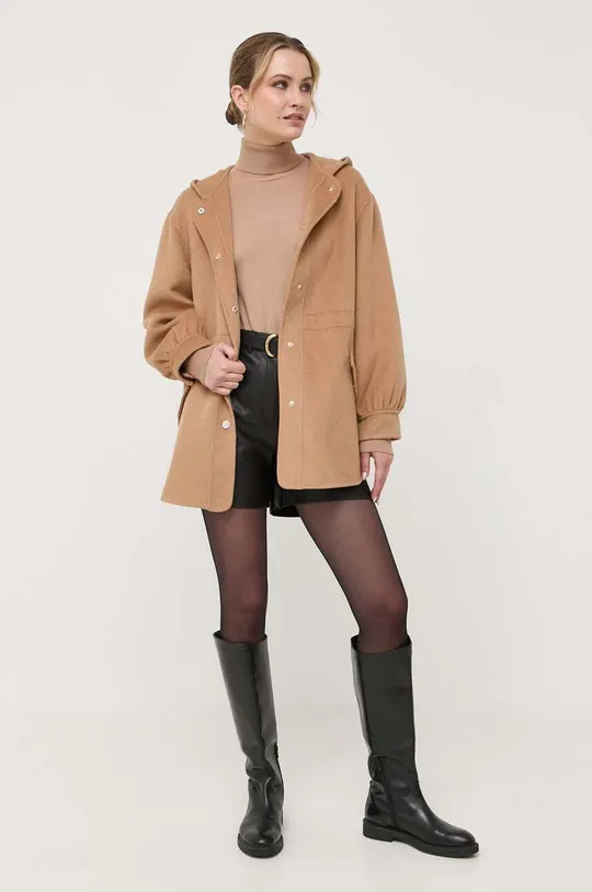 Шерстяное пальто Liu Jo коричневый