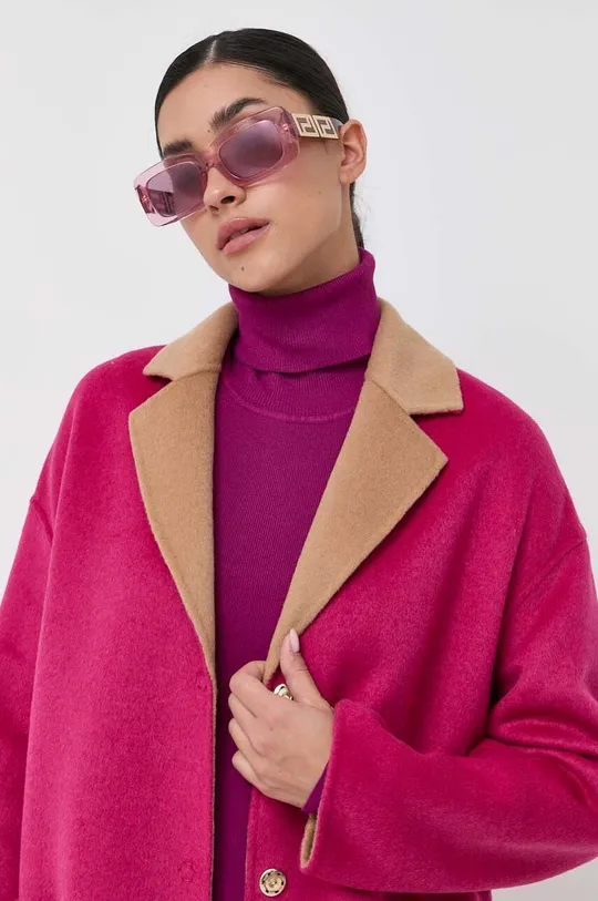 Μάλλινο παλτό διπλής όψης Liu Jo ροζ