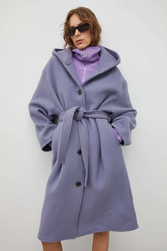 fialová Vlněný kabát Samsoe Samsoe
