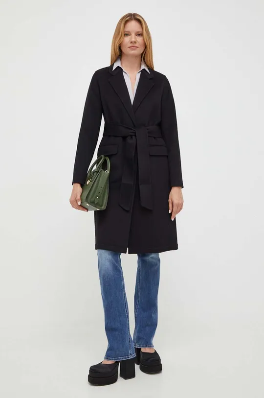 Twinset cappotto in lana nero