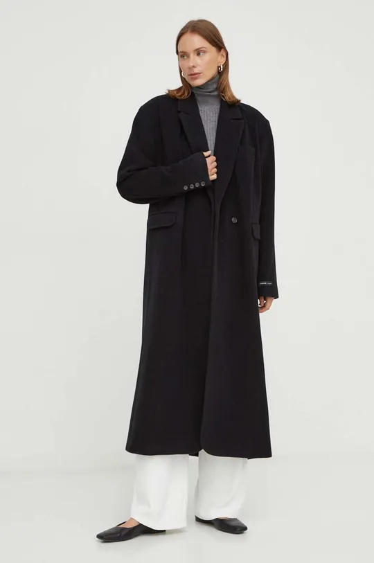 Vlnený kabát Herskind Wanda čierna