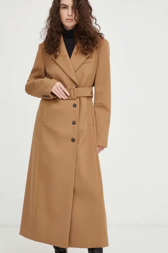 Пальто з домішкою вовни Herskind коричневий