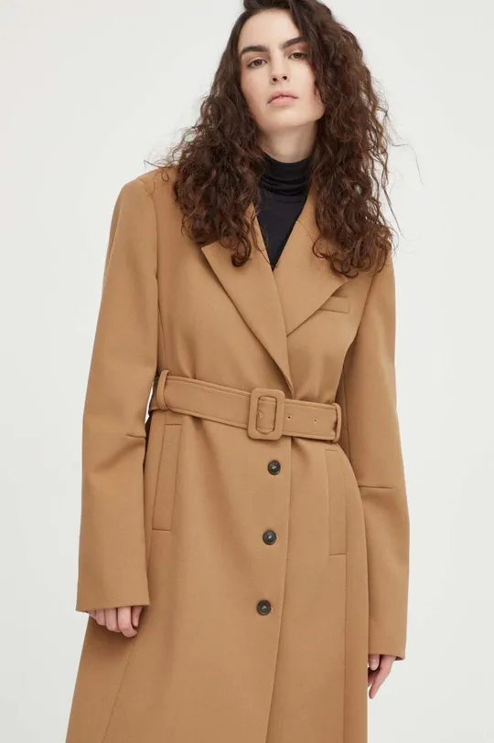 marrone Herskind cappotto con aggiunta di lana