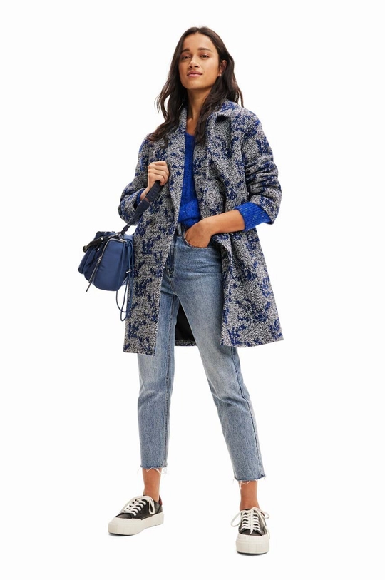 темно-синій Пальто Desigual 23WWEWA9 WOMAN WOVEN OVERCOAT