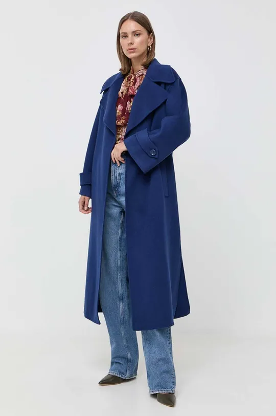 modrá Vlnený kabát Luisa Spagnoli Dámsky