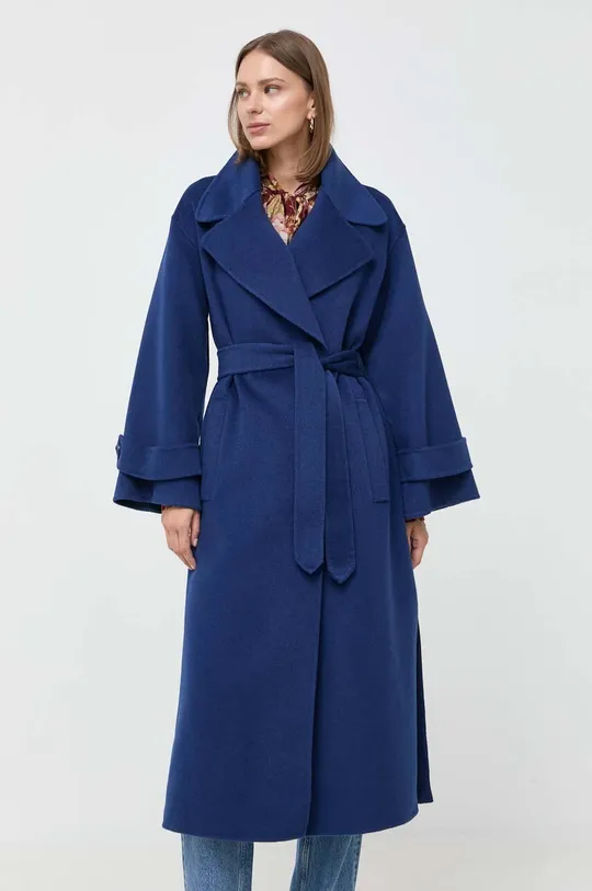 Μάλλινο παλτό Luisa Spagnoli μπλε