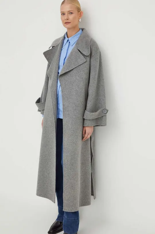 Vlnený kabát Luisa Spagnoli sivá