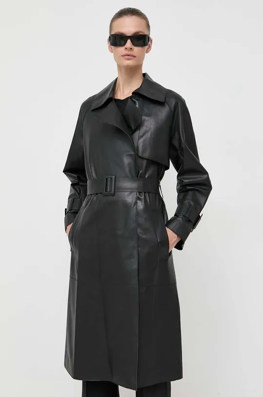 Δερμάτινο παλτό Luisa Spagnoli μαύρο