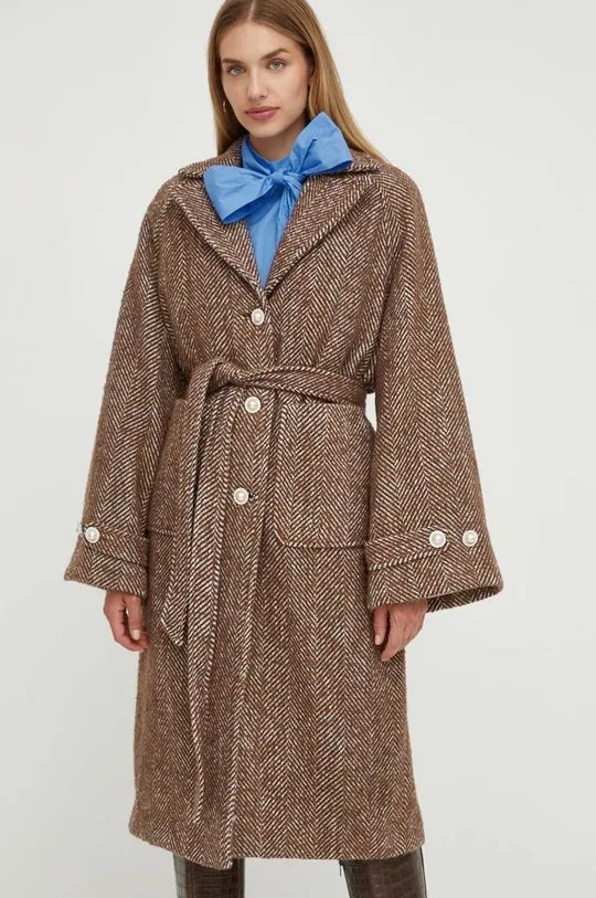 Пальто з домішкою вовни Custommade коричневий