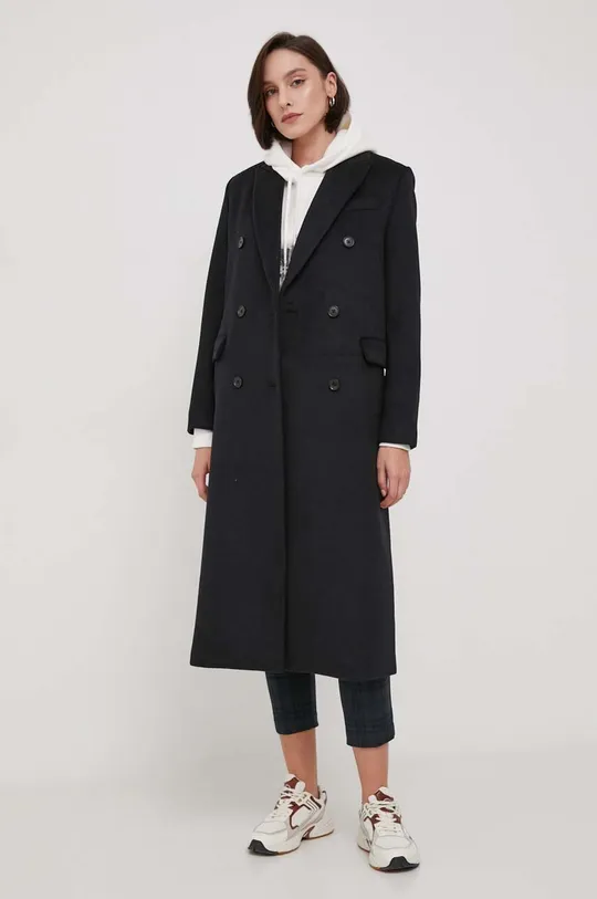 nero United Colors of Benetton cappotto con aggiunta di lana Donna