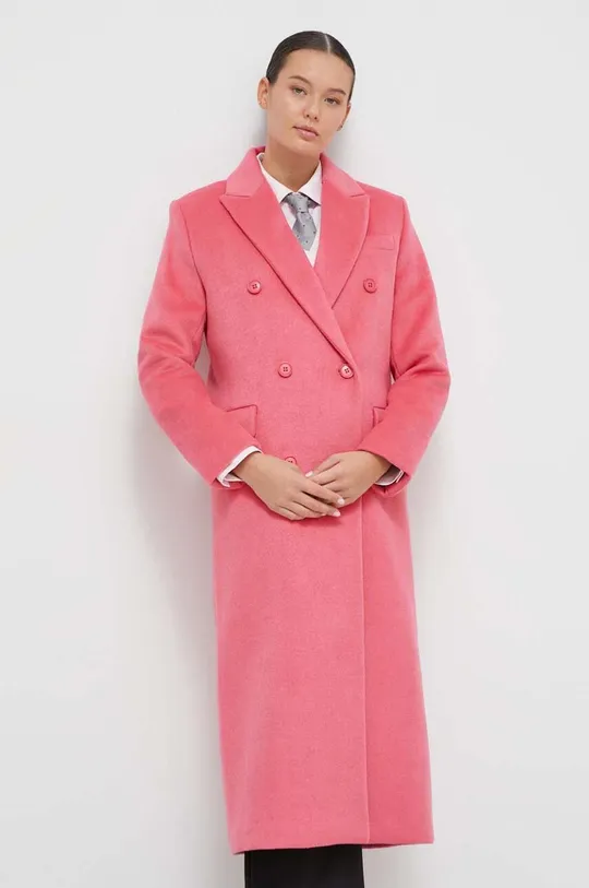 różowy United Colors of Benetton płaszcz z domieszką wełny Damski