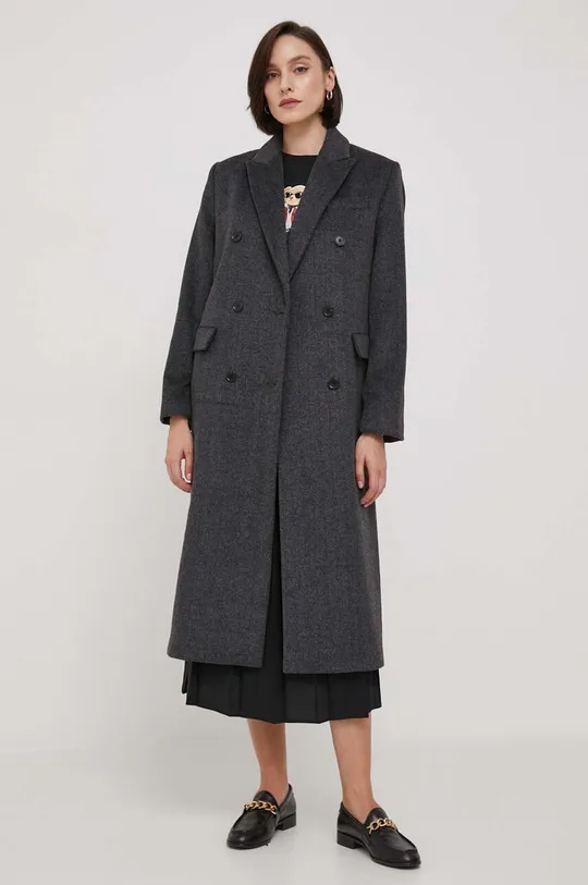 grigio United Colors of Benetton cappotto con aggiunta di lana Donna