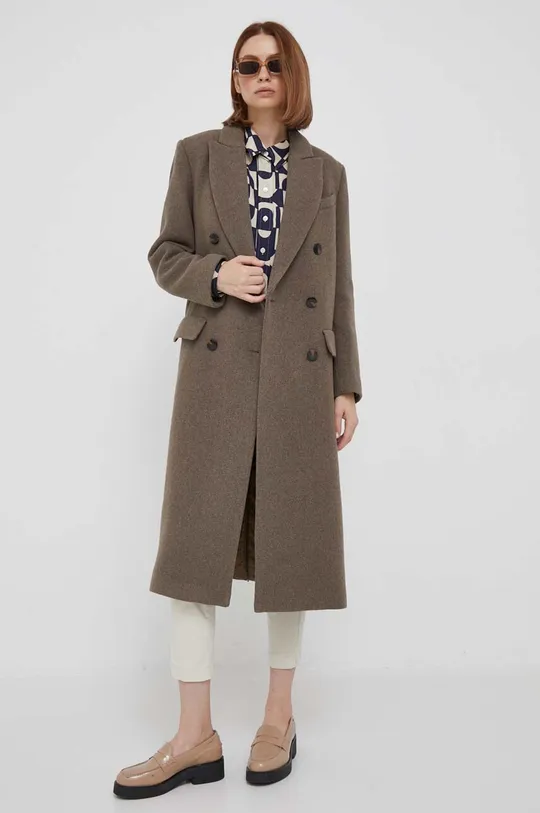 Μάλλινο παλτό Sisley μπεζ